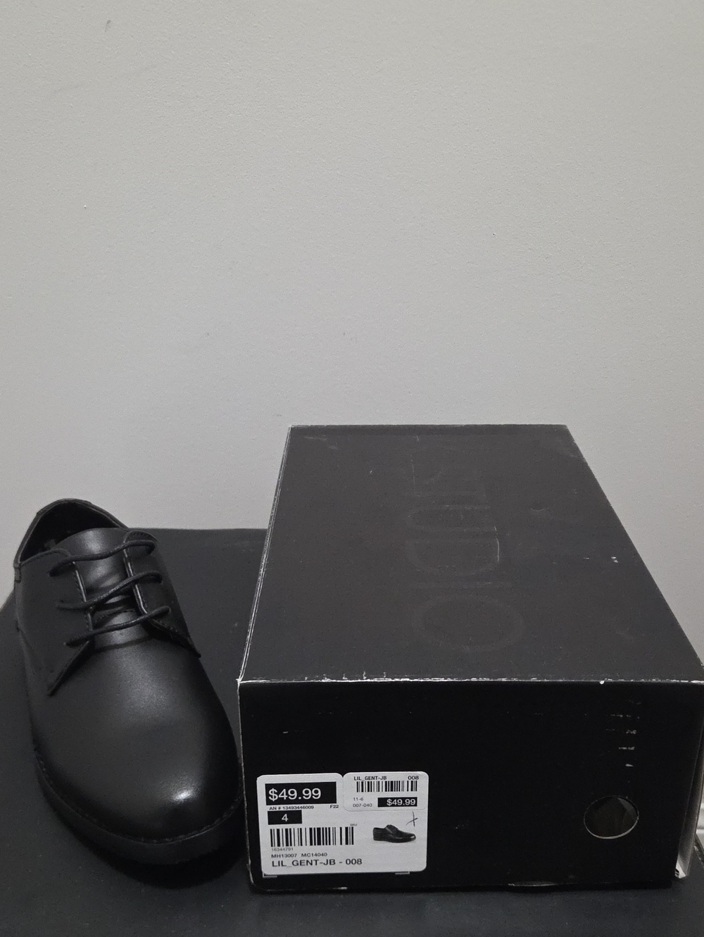Boy's Black Lace-Up Dress Shoes, Size 4